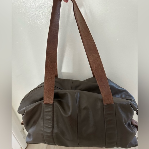 Authentic Italian Brown Leather Duffel Bag - (from Italy) - Picture 1 of 4